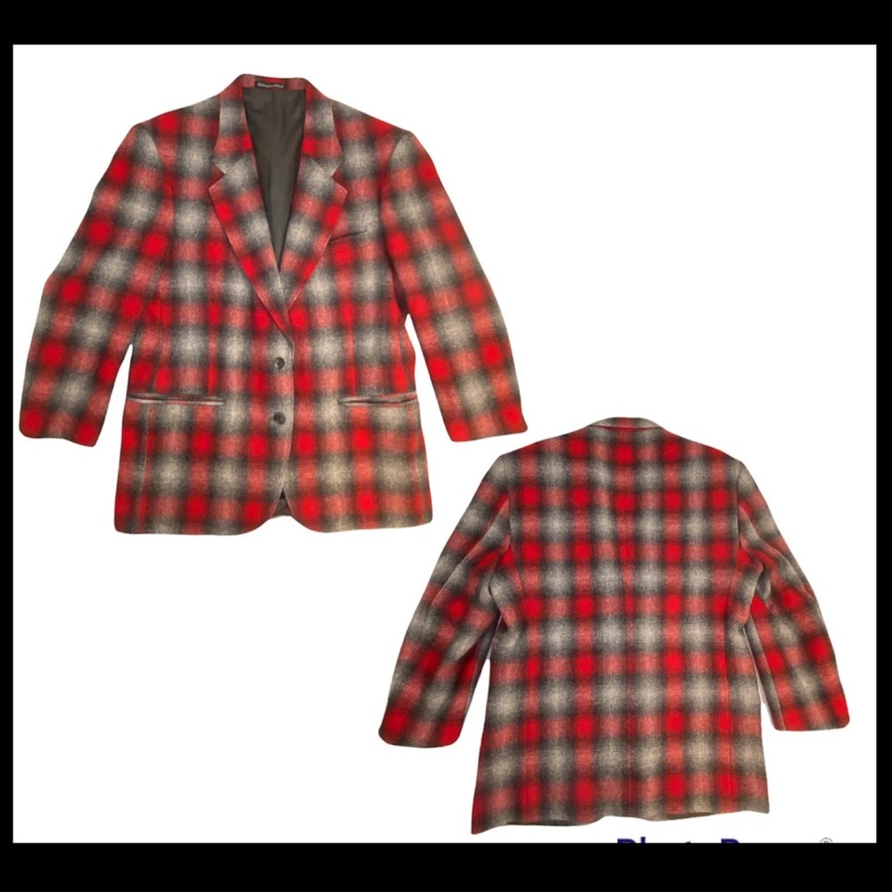 Vintage WOOLRICH Red Plaid Wool Blazer Jacket Sport Coat Sz M Unisex